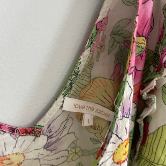 Love The Label Mitzie Floral Blouse Ruffle Balloon Sleeve V-Neck Women’s Sz L - Picture 5 of 6